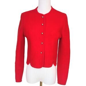 Carroll Reed Ski Shop Vintage Bright Red Boiled Wool Crop Jacket Size 6